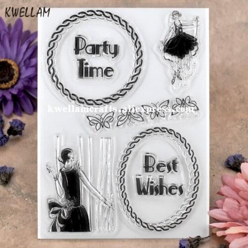 Party Time Best Wishes Scrapbook DIY photo cards rubber stamp clear stamp transparent stamp 12x17cm KW7101428