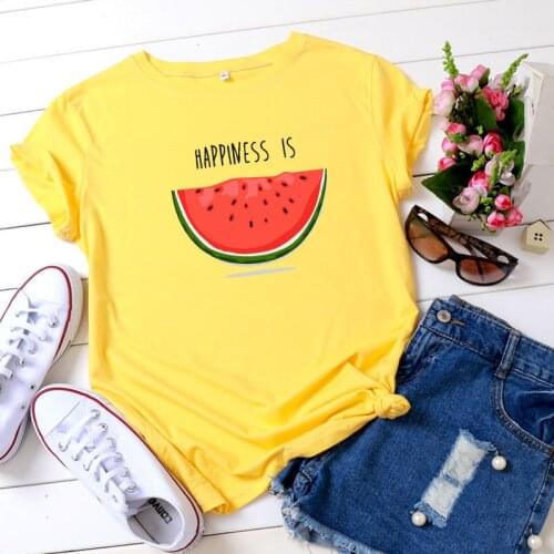Woman Tee Top Female Plus Size T-shirts Woman Summer Watermelon Printed T-shirts