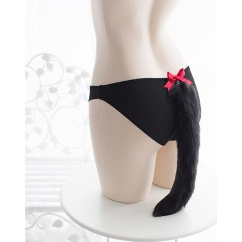 Fox Tail Cosplay open crotch Sexy Lingerie Underwear Plush Hair Ball Female Briefs Panties Kawaii Lolita Costumes Accessories