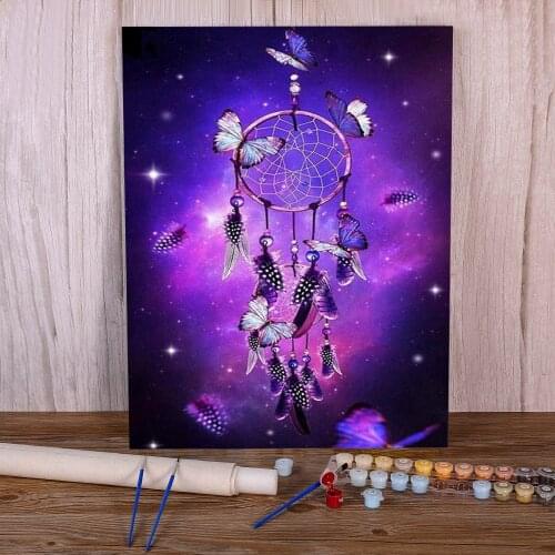 Animal Butterfly Flower DIY Painting By Numbers Set Acrylic Paints 50*70 Canvas Painting Home Decor For Kids Handiwork