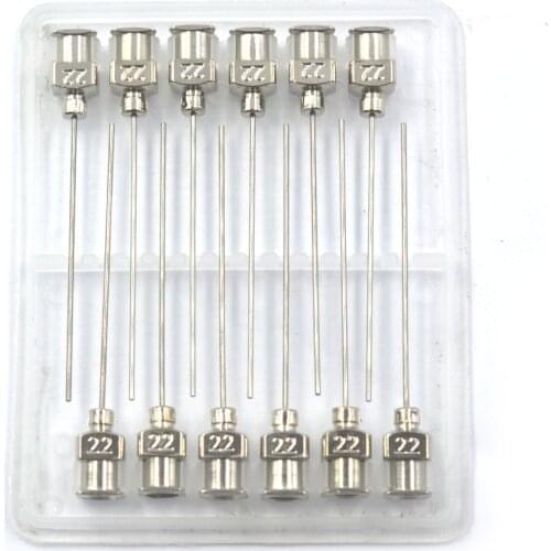 1.5 Inch Silver 22Ga Stainless Steel Dispensing Adhesive Glue Syringe Needle Tips Pack of 12