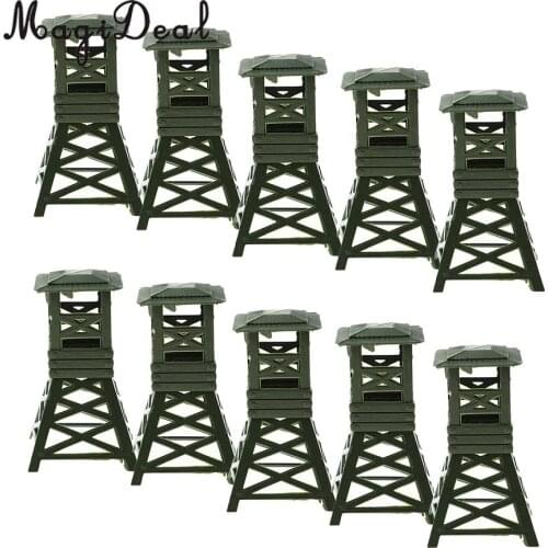 10Pcs/Set Military Watch Tower 9cm Model Plastic Toy Soldier Army Men Accs for Wargame Scenery Building Boys Toys