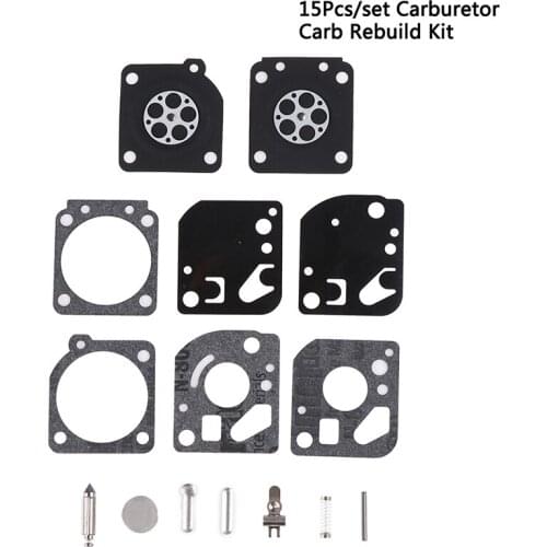 15Pcs/Set Carburetor Carb Gasket Diaphragm Repair Rebuild Kit Fit For Zama RB-29 Carb Blower Trimmer