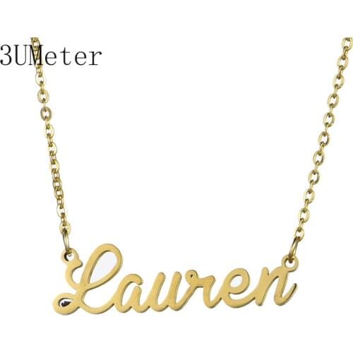 3UMeter Personalized Custom Name Necklace For Women Stainless Steel Letter Pendant Necklace Weeding Gift Drop Shipping