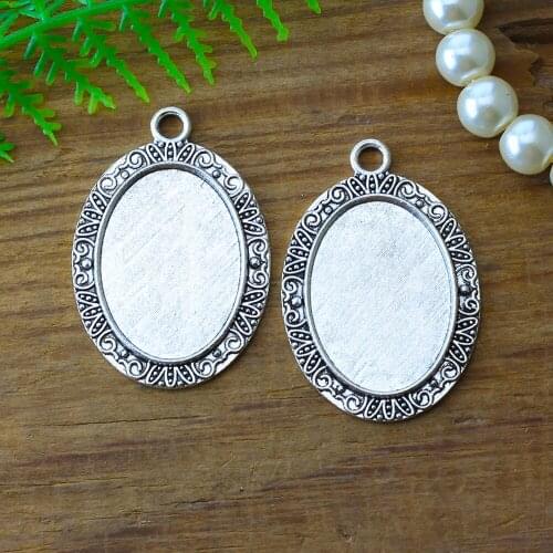 8 pcs Fit 18x25mm Cabochon Setting Antique Silver Bronze Color Plated Oval Cameo Base Blank Tray Zinc Alloy Historic Site