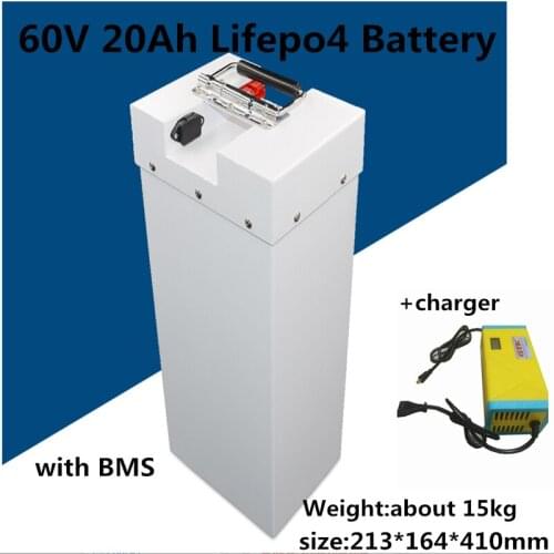 60V 64V 20Ah Lifepo4 Battery Pack with strong BMS e-motorcycle scooter batteries pack for ebike motorcycle + 5A charger