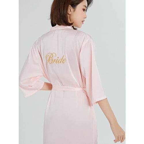 Satin Women Homewear Casual Sexy Nightgown Half Sleeve Embroidery Bride Wedding Kimono Robe Summer New Intimate Lingerie