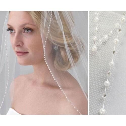 White Ivory Wedding Accessory Vail Cathedral Crystal Wedding Veil Custom Made Length 1 T Bridal Veil With Metal Comb