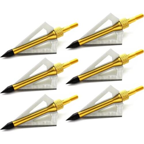 Free Shipping 6pcs/lot hunting arrow broadhead archery 3 blade Fit For Crossbow and Long Bow 100 Grain gold New product arrival