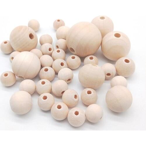 Pick 8-30mm Natural Ball Wood Bead Natural Color Eco-Friendly Wooden Spacer Beads DIY Charm Bracelet Jewelry Making Accessories