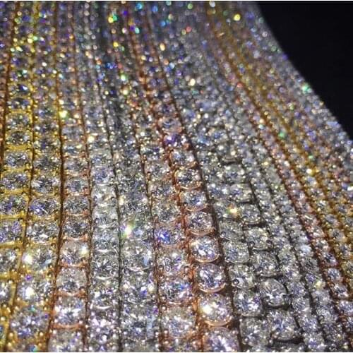 Mens Hip Hop Bling Bling Iced Out Tennis Chain 1 Row Necklaces Luxury Brand Gold Men Chains necklace hip hop jewelry