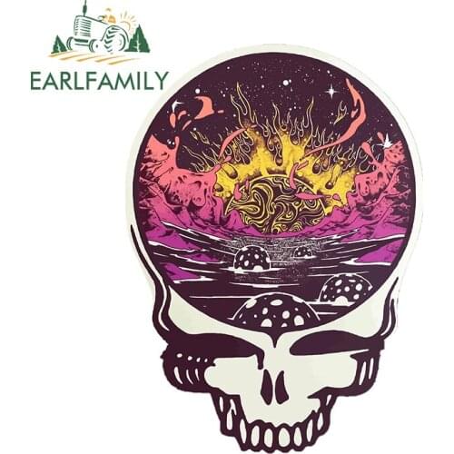 EARLFAMILY 13cm x 9.4cm for Sunset Stealie Skull Anime Car Stickers Waterproof Laotop Decal Windshield Motorcycle Vinyl Car Wrap