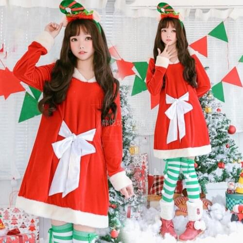 Elegant Womens Christmas Festival Clothes Costume Adult Lady Fancy Party Dress Red Xmas Role Playing Santa Clause Dresses