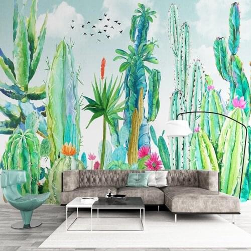 Custom Photo Wallpaper Modern Green Leaf Plant Murals PVC Self-Adhesive Waterproof Wallpapers Living Room Bedroom Wall Stickers
