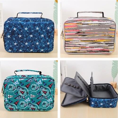 2021 Portable Kawaii Canvas 72 Holes School Pencil Case Brush Pen Markers Pencil Box Bag Office Art Supplies Stationery Store