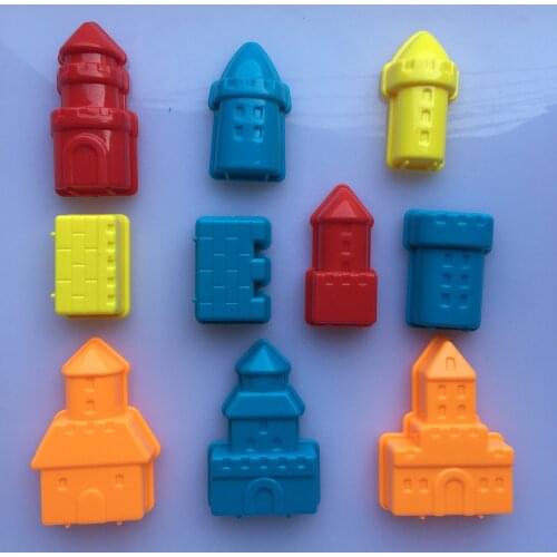 10 Pcs/set European Castle Mould Suit Power Playing Sand Molds Space Playing Sand Molds Puzzle Beach Toy Kit Random Color