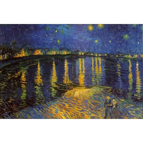 Impressionist painting Starry Night over the Rhone Vincent Van Gogh art home decor Handmade High quality