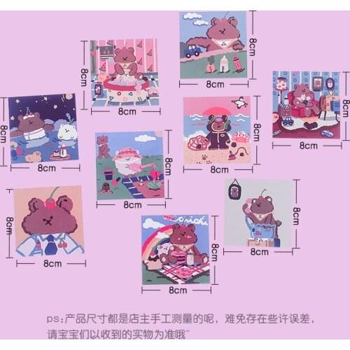 Korean kawaii Photo Card Wall Sticker Cartoon bear Kids Room Decoration Photo Wall Cards Chic Photo Props