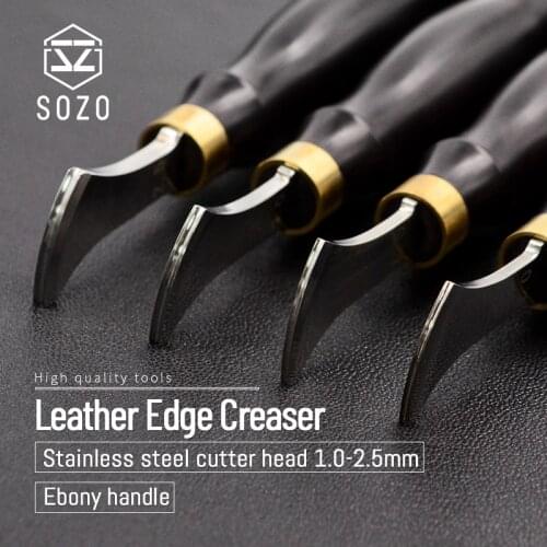 SOZO High Quality Leather Craft Edge Creaser Stainless Steel Blade Ebony Blackwood Handle Marking Edge Decorate Line Tool