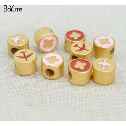 BoYuTe (10 Pieces/Lot) Matte Gold Plated Enamel Brass Beads Factory Supply Handmade Beaded Bracelet Diy Jewelry Accessories