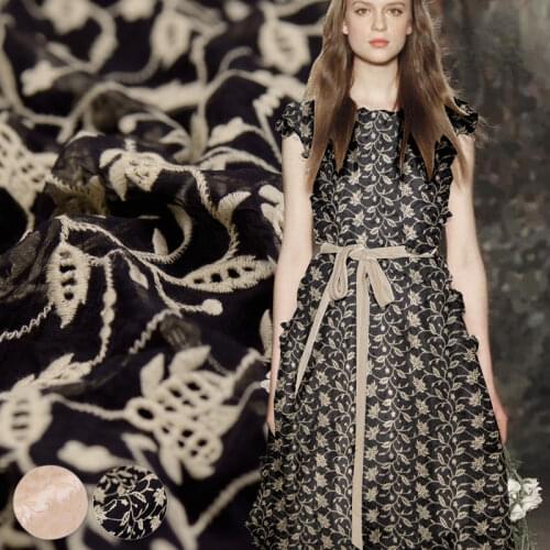 Soft beauty silk along the embroidery fabric along embroidery silk fabric hollow transparent lace fabric wholesale silk cloth