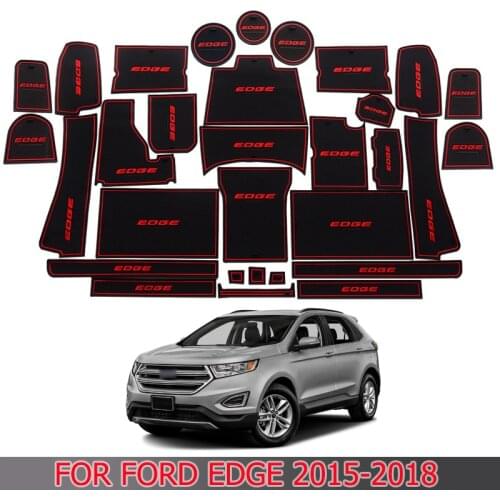 For Ford Edge 2015-2018 Door Slot Pad Water Coaster Armrest Box Storage Box Pad Non-slip Mat