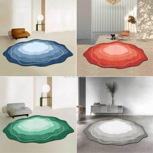 New imitation cashmere modern simple irregular shell fan-shaped gradient red brown blue gray living room bedroom carpet mat