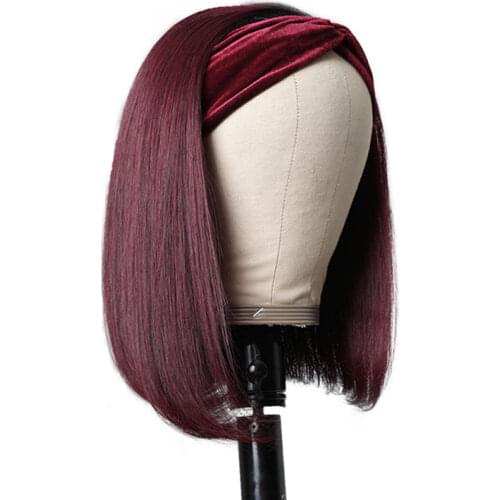 99J Headband Wigs Synthetic Short Bob Wigs Full Machine Made Wigs Heat Resistant Straight Hair Wigs For Black Women