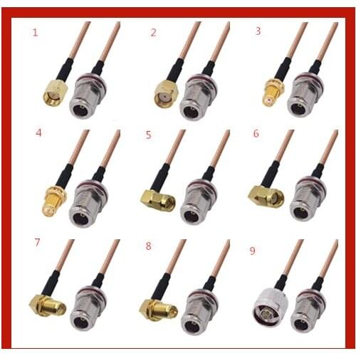 SMA/RP-SMA Male & Female to N Female Bulkhead Connector Pigtail Jumper RG316 Cable 50 ohm