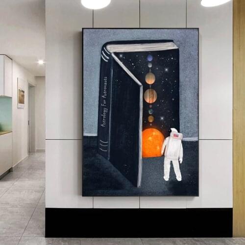 Mordern Posters Nordic Astronaut Into Book Planet Space Universe Wall Art Figure Posters And Canvas Printings Room Decor
