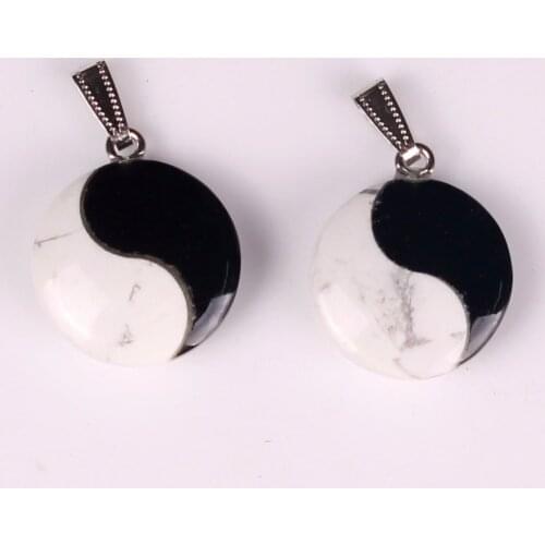 Druzy Fashion Wholesale 3pcs Hot Selling Natural Stone Necklace Pendants Tai Ji Chi Yin Yang Charm Pendants Free Shipping