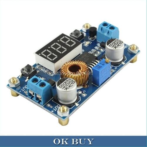 75W DC-DC Buck Converter 4-38V to 1.25-36V 5A Step Down Voltage LED Display Module Free Copper Column With Heat Sink
