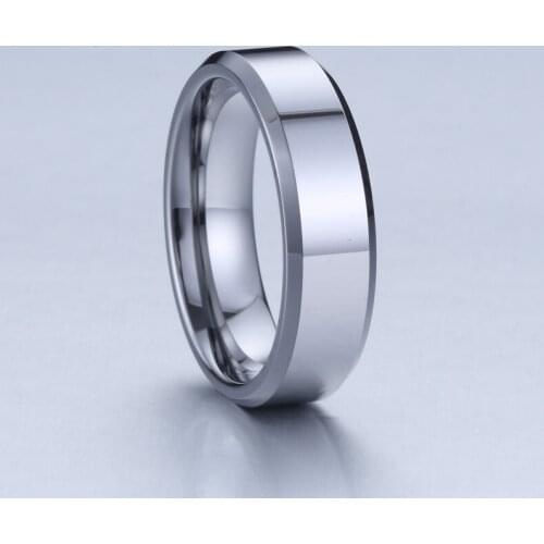 Simple Bevel Tungsten carbide ring silver color 6mm LOVE Alliances titanium wedding band Couple rings for men and women