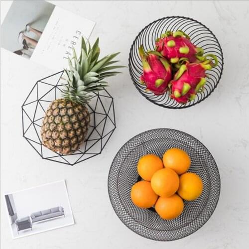 Simple geometry iron fruit tray living room home creative storage basket snack dry fruit basin water fruit basket