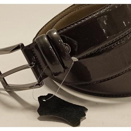 Men Genuine Leather Grey Belt Metal Buckle 2021 New Fashion Waistband Natural Patent Skin Luxury Business Suits