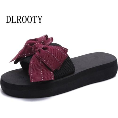 Women Slippers Sandals Flip Flops Platform 2019 New Summer Fashion Breathable Non-slip Shoes Slides Butterfly-knot Casual Female
