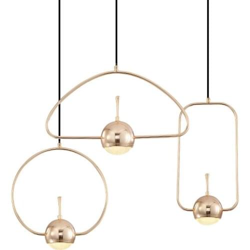 Modern Nordic Living Room Creative Chandeliers Personality Art Wrought Iron Chandeliers Led Geometric Shape Line Lights