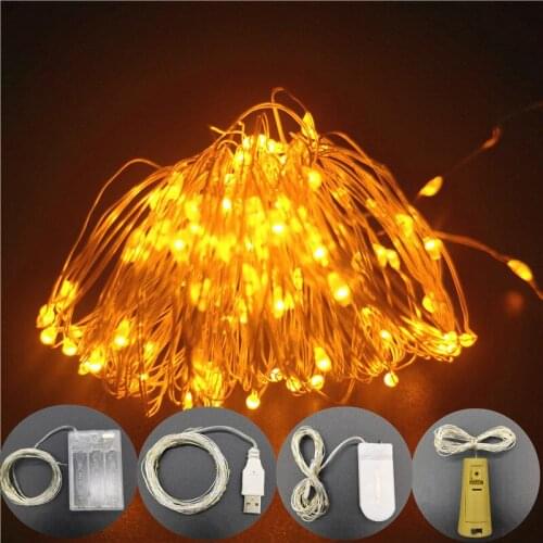 Fairy Lights Copper Wire LED String Lights Christmas Garland Indoor Bedroom Home Wedding New Year Decoration USB Battery Powered