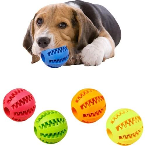 Pet Dog Cat Training Interactive Rubber Ball Pet Puppy Teething Treat Clean Bite Toy Practical Durable Training Rubber Ball