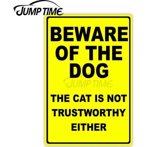 Jump Time 13 x 5.5cm Car Sticker Beware Of The Dog Sign Decals Warning Bulding Motorcycle Waterproof Vinyl Car Accessories