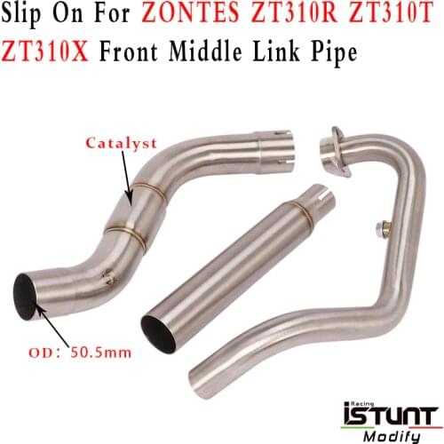 Motorcycle Exhaust Muffler Escape Modified Front Middle Link Pipe Catalyst Tube Slip On For ZONTES ZT310R ZT310T ZT310 ZT310X