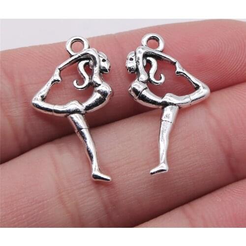 WYSIWYG 10pcs 14x26mm Dancing Charms Pendant For Jewelry Making Antique Silver Color Alloy Jewelry Accessories