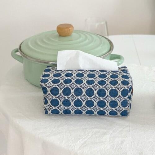 Japanese Denim Embroidered Cloth Tissue Box Cover Home Office Storage Model Room Living Room Dining Room Decorations
