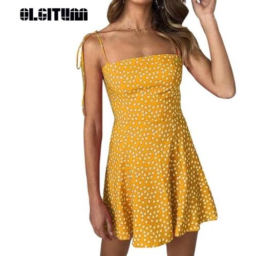 New 2020 women Spring Summer Wave Point A-Line Mini Dress Strap Pullover Short Sexy Dress DR939