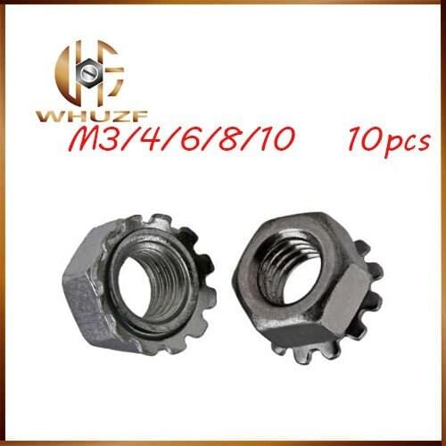 10PCS Free Shipping High Quality Iron nickel plating K type cap nut polydentate 304 Stainless Steel nut M4 M5 M6 M8