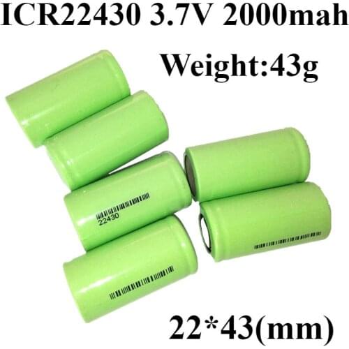 12pcs 3.7V 2000mAh ICR 3.7V battery 22430 bateria 3.7V lithium 22430 Rechargeable batteries for massager Electric power tool LED
