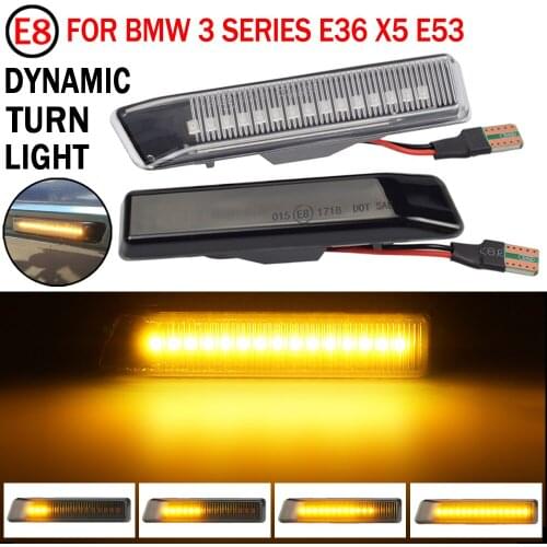 2PCS Dynamic Led Turn Signal Side Marker Lights Flowing LED Side Repeater Lamps For BMW E36 For BMW X5 E53 For BMW 3 Series
