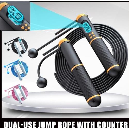 2-in-1 Cordless Jump Rope With Digital Counter Weighted Speed Skipping Rope For Sport Gym Training Weight Loss Home Exercise