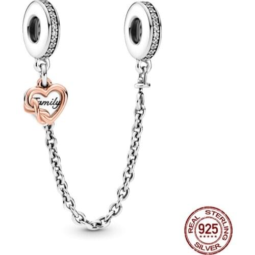 2021 New 100% 925 Sterling Silver Heart-Shaped Chain Charm Fit Original 3mm Bracelet&Bangle Women Birthday Fashion Jewelry Gift