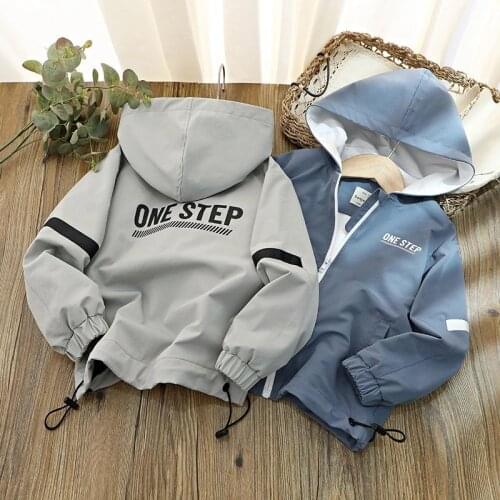 4-12Years Old Childrens Outwear 2021 Spring Hooded Coat Kids Clothes Fashion Print Zipper Waterproof Windbreaker Jacket For Boy